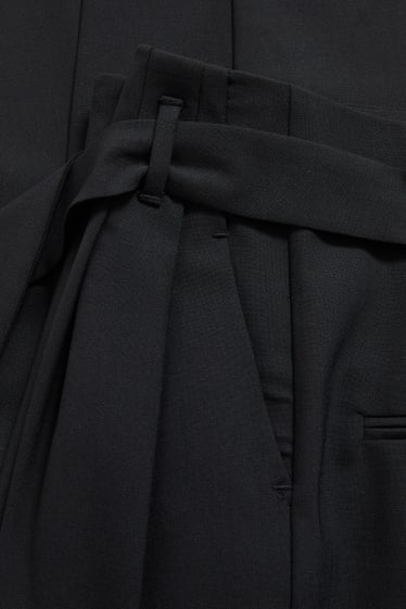 Women - Paper bag trousers - slim fit - black
