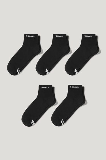 Heren - HEAD - set van 5 paar - sneakersokken - biokatoen - zwart