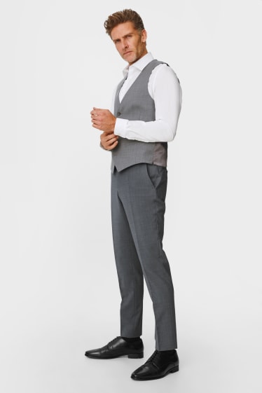Pánské - Oblekové kalhoty - slim fit - Flex - směs střižné vlny - LYCRA® - šedá-žíhaná