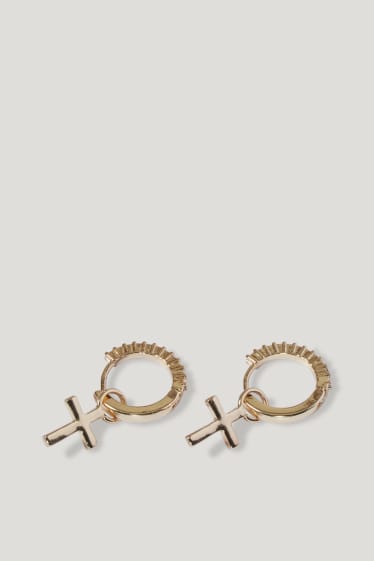 Donna - SIX - set - orecchini a cerchio - dorati - 2 pezzi - oro
