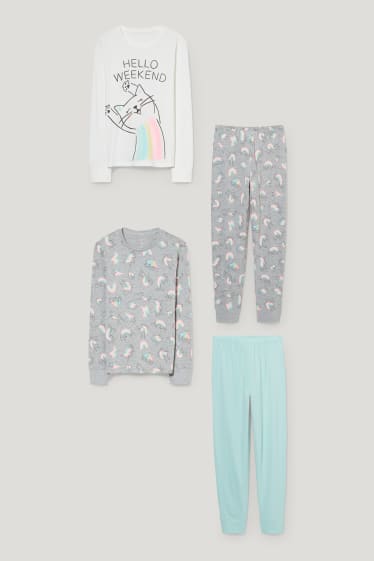 Kids Girls - Multipack of 2 - pyjamas - 4 piece - white / gray