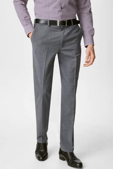 Hommes - Pantalon de costume - regular fit - Flex - laine mélangée - LYCRA® - gris chiné