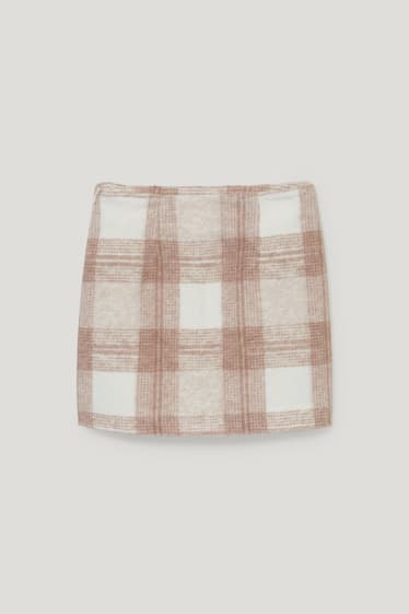 Clockhouse Girls - Mini skirt - check - beige