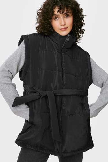 Women - Quilted gilet - black