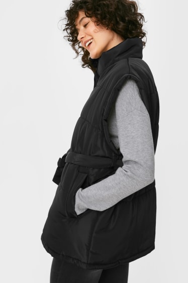 Women - Quilted gilet - black