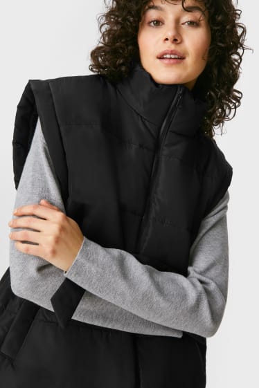 Women - Quilted gilet - black