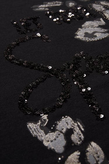 Dames - Longsleeve - glanseffect - zwart