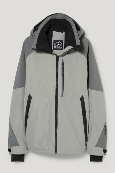 Herren - Skijacke mit Kapuze - grau