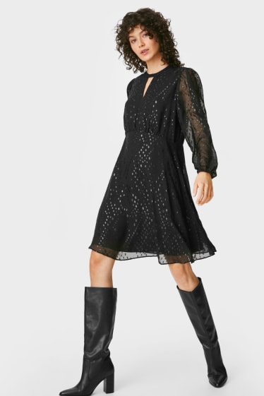 Damen - Fit & Flare Kleid - festlich - recycelt - schwarz