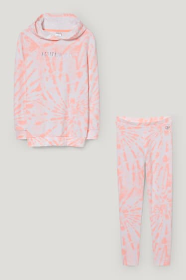 Kids Girls - Set - hoodie en legging - 2-delig - neon oranje