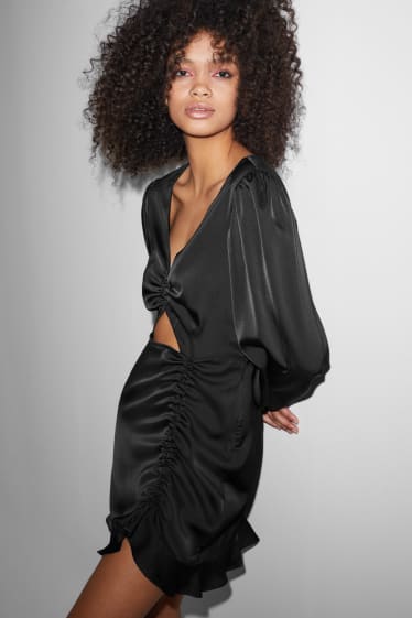 Exkluzivní online - CLOCKHOUSE - saténové šaty - slavnostní - černá
