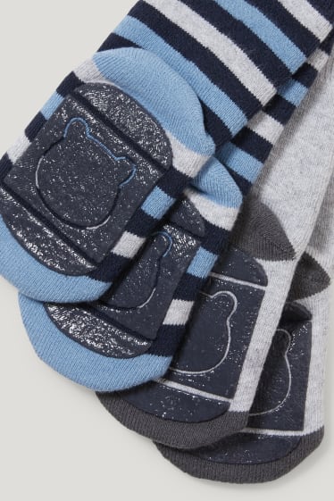 Bébé garçons - Lot de 2 paires - chaussettes antidérapantes pour bébé - gris / bleu foncé