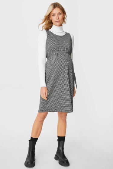 Femei - Rochie gravide - în carouri - negru / alb