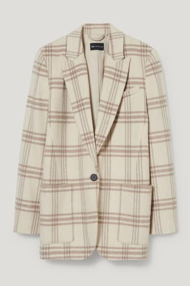 Donna - Blazer - misto lana - a quadretti - beige