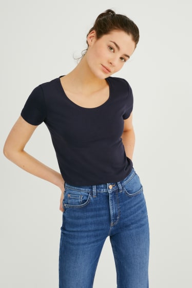 Damen - Multipack 3er - Basic-T-Shirt - dunkelblau