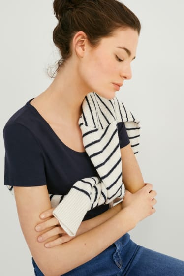 Damen - Multipack 3er - Basic-T-Shirt - dunkelblau