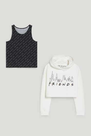 Kids Girls - Friends - zestaw - bluza z kapturem i top - 2 części - biały