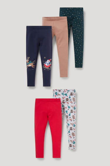 Toddler Girls - Set van 5 - thermolegging - donkerblauw