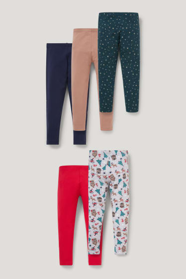 Toddler Girls - Set van 5 - thermolegging - donkerblauw
