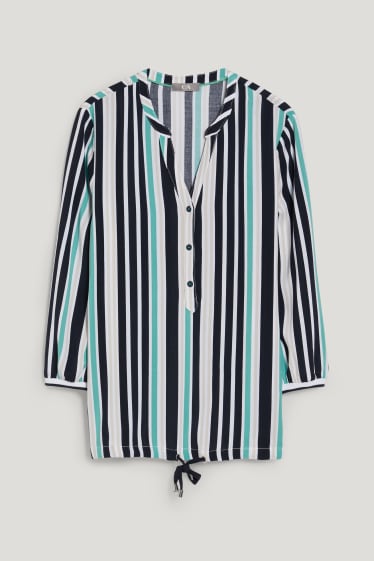 Damen - Bluse - gestreift - grün