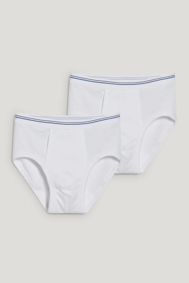 Hommes - Lot de 2 - culotte - fines côtes - blanc