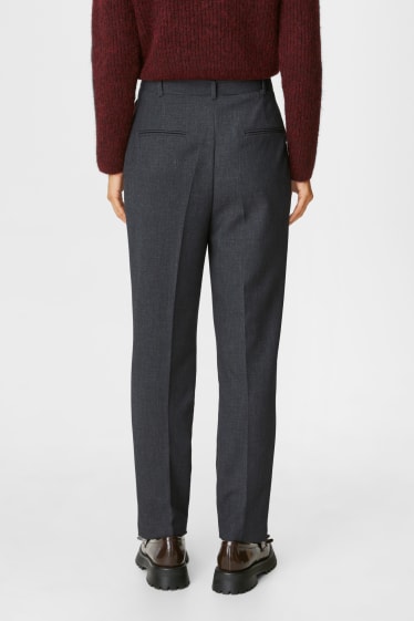 Women - Paper bag trousers - straight fit - gray-melange