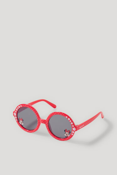 Małe dziewczynki - Myszka Minnie - okulary przeciwsłoneczne - w kropki - czerwony