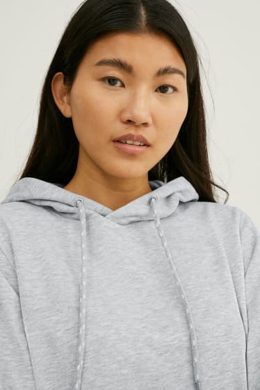 Femmes - Robe droite à capuche - gris clair chiné