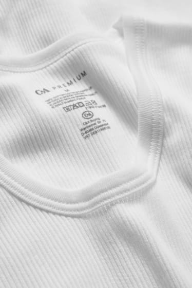 Hommes - Lot de 2 - maillots de corps - doubles côtes - blanc