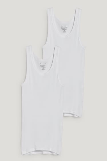 Hommes - Lot de 2 - maillots de corps - doubles côtes - blanc