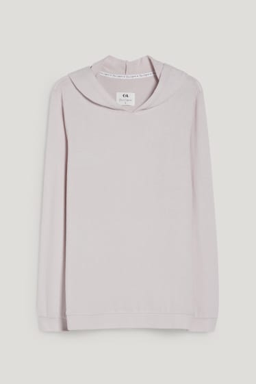 Damen - Pyjama-Oberteil mit Kapuze - flieder
