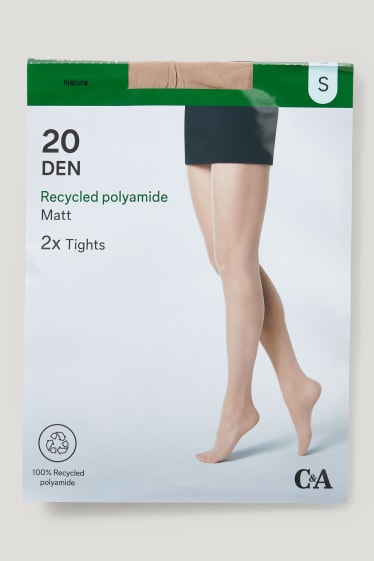 Damen - Multipack 2er - Feinstrumpfhose - 20 DEN - hellbeige