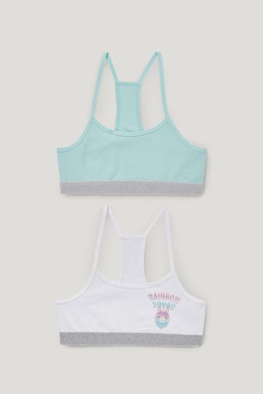 Filles - Lot de 2 - brassière - effet brillant - blanc