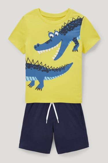 Toddler Boys - Set - T-shirt en sweatshort - 2-delig - geel