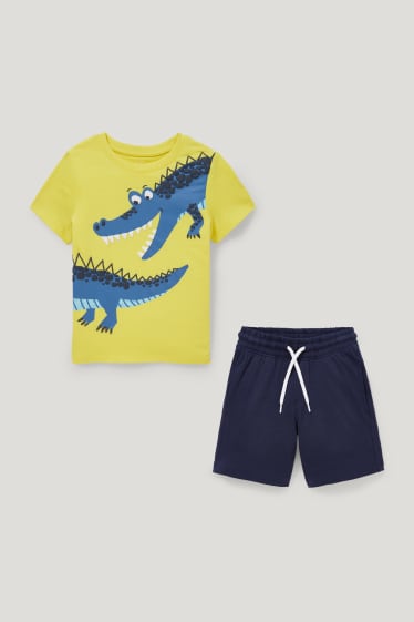 Garçons - Ensemble - T-shirt et short en molleton - 2 pièces - jaune