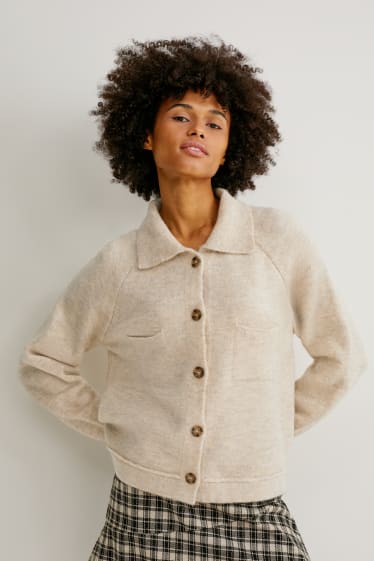 Damen - Strickjacke - beige-melange