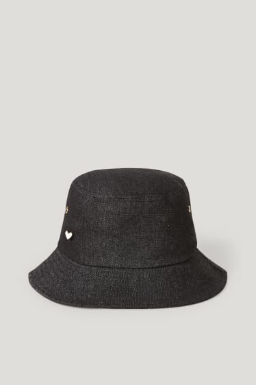 Women - Denim hat - black