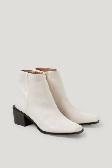 Women - Ankle boots - faux leather - beige