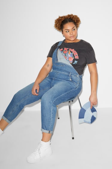 Femmes grandes tailles - CLOCKHOUSE - salopette en jean - jean bleu clair
