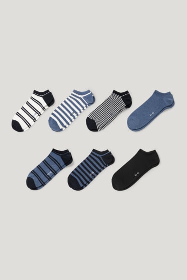 Hombre - Pack de 7 - calcetines tobilleros - LYCRA® - azul oscuro-jaspeado