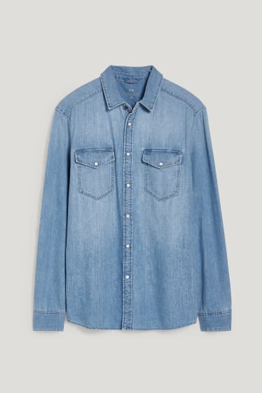 Heren - Spijkerblouse - regular fit - kent - jeansblauw