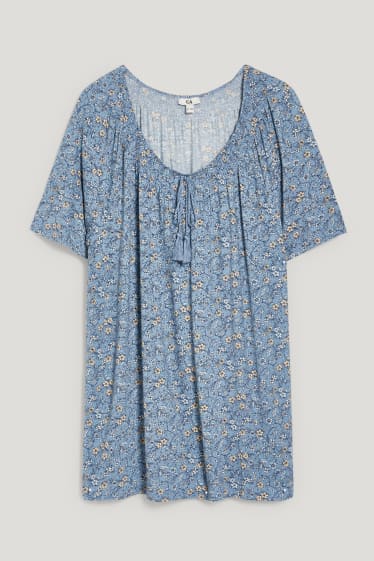 Donna - T-shirt - a fiori - blu