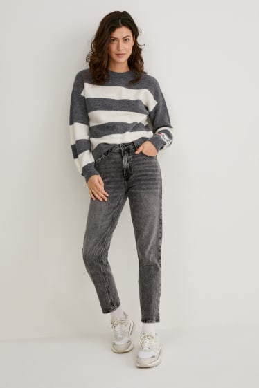 Women - Jumper - striped - gray-melange