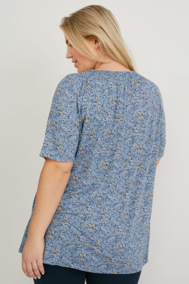 Donna - T-shirt - a fiori - blu
