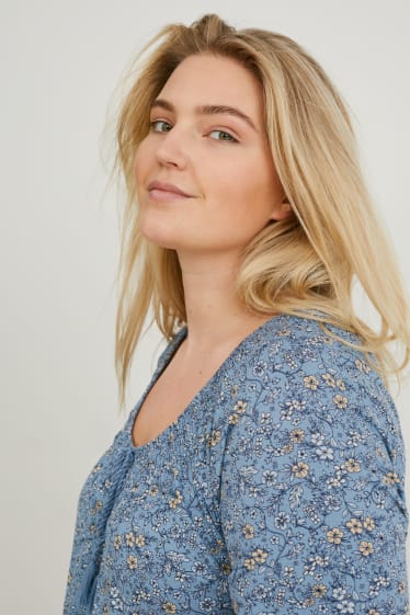 Donna - T-shirt - a fiori - blu