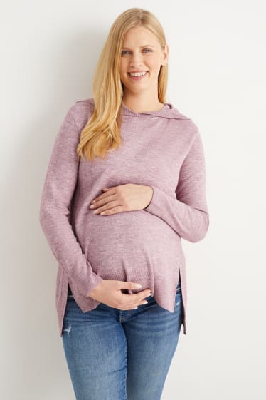 Donna - Maglione con cappuccio per allattamento - viola chiaro