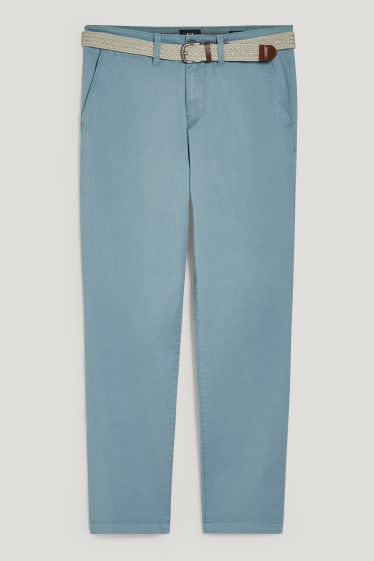 Men - Chinos with belt - regular fit - LYCRA® - petrol