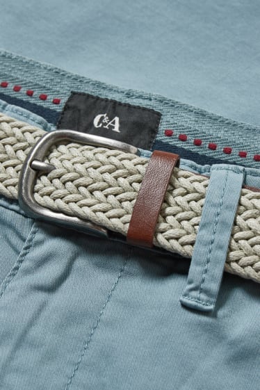 Men - Chinos with belt - regular fit - LYCRA® - petrol