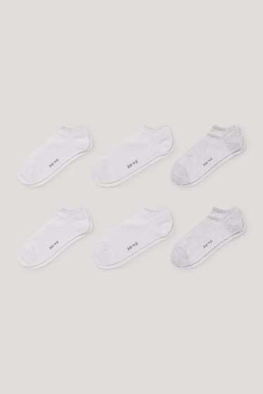 Dámské - Multipack 6 ks - ponožky do tenisek - bio bavlna - bílá-žíhaná