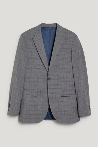 Pánské - Oblekové sako - regular fit - LYCRA® - kostkované - šedá-žíhaná